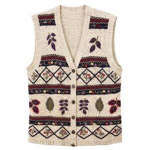 Floral Embroidered Sweater - Multicolor
